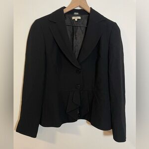Santorelli Made in Italy Peplum Blazer Wool Suit Jacket Black Lined Size 10 EUC
